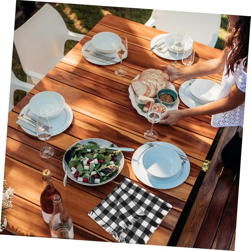 باليو 4 قطع مناديل قماشية منقوشة ناعمة قابلة للغسل وإعادة الاستخدام بتفاصيل هامشية - Image 5